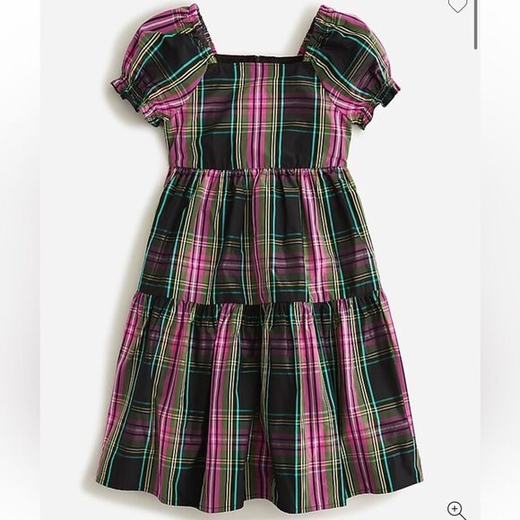 Crewcuts Other - Crewcuts Girls squareneck tiered dress Stewart tartan Plaid Puff Sleeves 8 NWT!